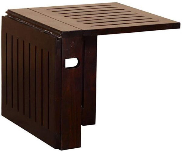 Sheesham Wood Table Living Room Foldable Square Coffee Table for Home & Office (Walnut Finish) - Image 3