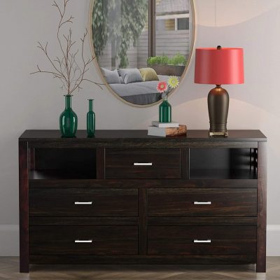 Solid Wood Chest Drawers in Warm Chestnut Finish