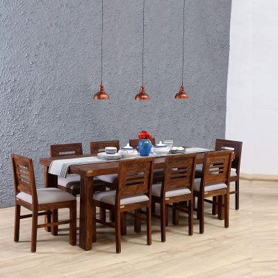 Solid Sheesham Wood Dining Table Set in Brown Finish