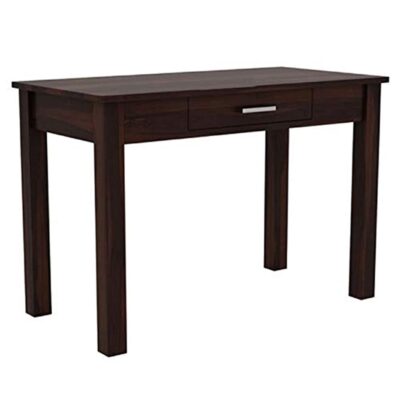 Solid Sheesham Wood Study/Office Table for Students with 1 Drawer Storage (Walnut Finish)