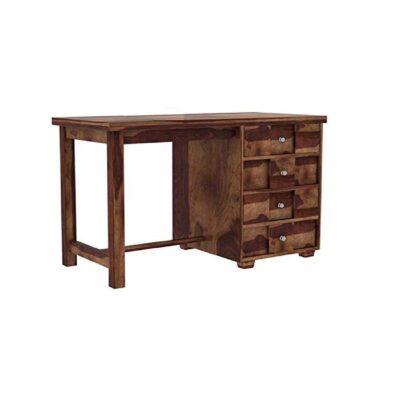 Solid Sheesham Wood Study/Office Table for Students with 4 Drawer Storage (Teak Finish)