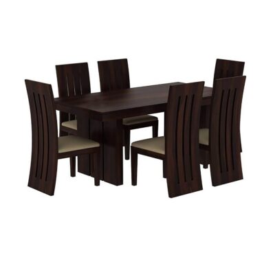 Sheesham Wood 6 Seater Dining Table with 6 Chairs (Walnut Finish)