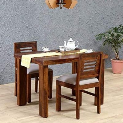 Sheesham Wood 2 Seater Dining Table Set Furniture for Home with 2 Dining Chair for Living Room (Natural Finish)