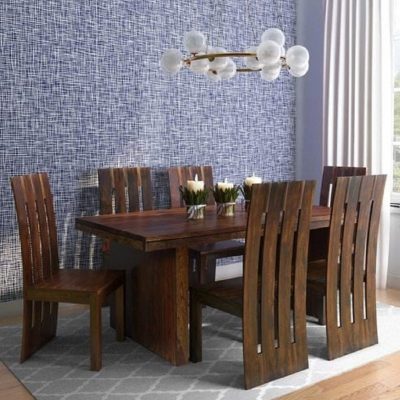 Sheesham Wood Dining Table Set with 6 Chairs for Living Room Dining Room (Provincial Teak Finish)