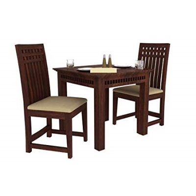 Sheesham Wood 2 Seater Dining Set Furniture for Home with 2 Chairs (Walnut Brown)
