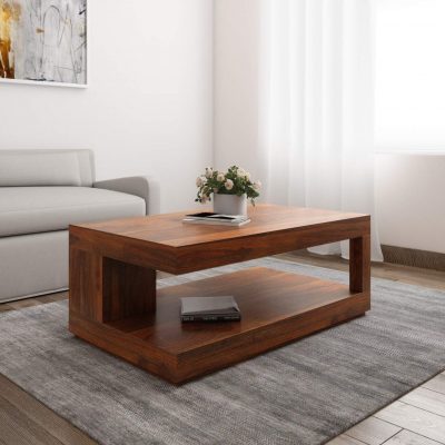 Sheesham Wood Center Coffee Table for Living Room Home & Office (Honey Finish)