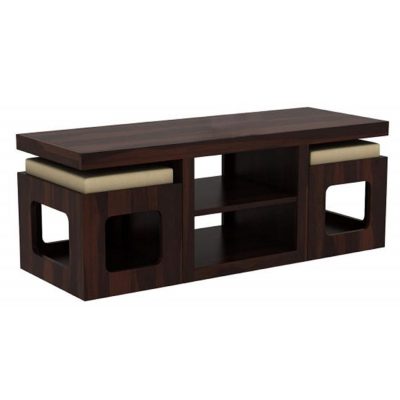 Solid Sheesham Wood Center Coffee Table 2 Seater Teapoy Cosy Outdoor Table (Walnut Finish)