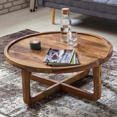 Sheesham Wood Round Center Coffee\Tea Table for Living Room (Honey)