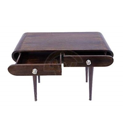 Solid Wood Center Coffee\Tea Table with 2 Drawer for Living Room (Walnut Finish)