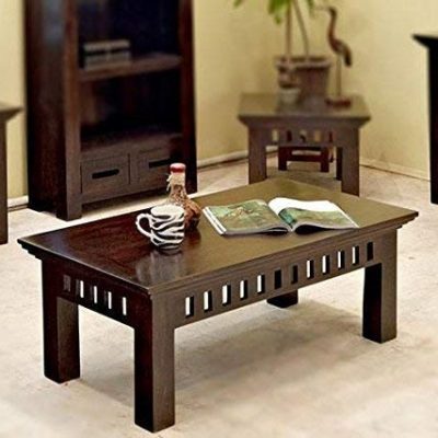 Sheesham Wood Rectangle Centre Coffee Table for Living (Walnut Finish)