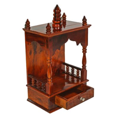 Wooden Home Tample with Drawer in Honey Finish | Woodstage
