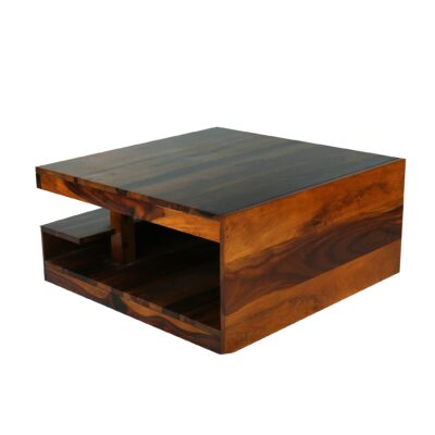 Woodstage Sheesham Wood Square Centre Coffee Table for Living Room Tea Table Furniture for Home (Teak Finish)