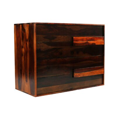 Woodstage Sheesham Wood Chest of 4 Drawers for Home and Living Room Hall (Honey Walnut Finish)