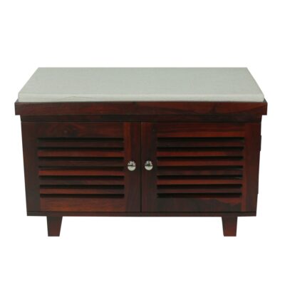 Solid sheesham Wood Shoe Rack Cabinets Shoes Storage Table Seating Bench Furniture Mahogany Finish