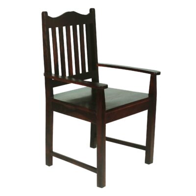 Solid Sheesham Wood Arm Chair in Mahogay Finish