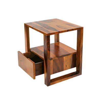 Woodstage wooden standard bedside tables for bedroom telephone table drawers storage end table for living room (honey finish)