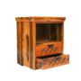 Woodstage Sheesham Wood Bedside Table Storage Night Stand Tables with Drawers and Shelf (Brown Finish)
