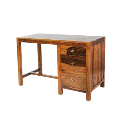 Woodstage Solid Sheesham Wood Study Table for Students Laptop Writing Tables Office Desk with 3 Drawer Storage (Honey Finish)