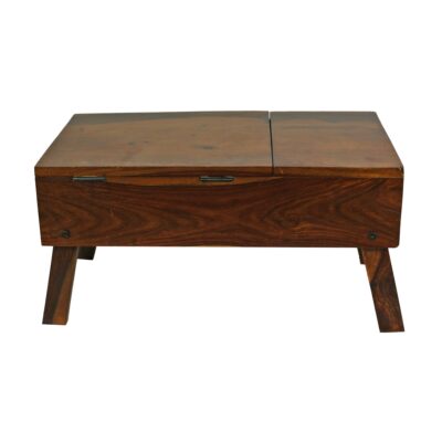 Solid Wood Laptop Desk with Drawer in Natural Honey Finish