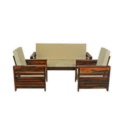 Woodstage Sheesham Wood 5 Seater Sofa Set 3+1+1 for Home and Living Room (Honey Finish)