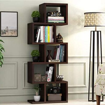 Solid Sheesham Wood 5 Tier Book Shelf Bookcase in Walnut Finish
