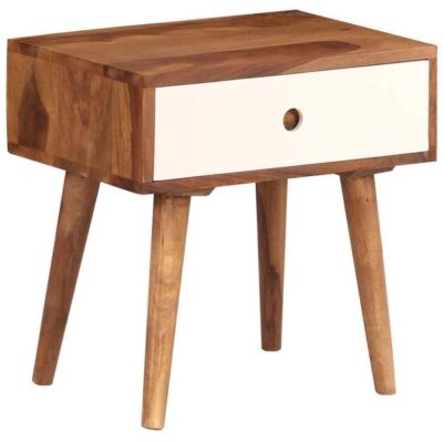 Sheesham Wood Bedside End Table with 1 Drawer Storage in Honey Finish