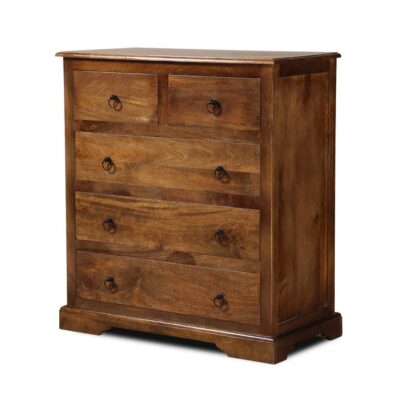 Solid Wood Chest of Drawers in Oak Finish