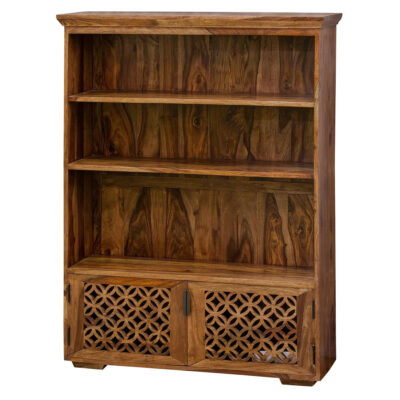 Solid Sheesham Wood Book Shelf with Storage (Honey Finish)