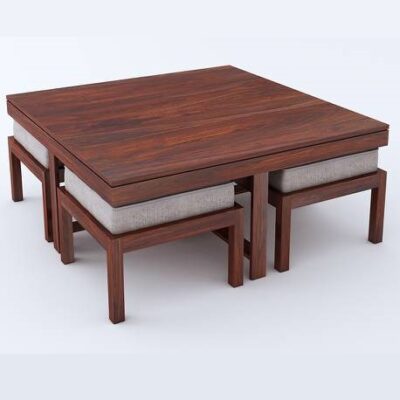 Sheesham Wood Coffee Table Set in Natural Finish