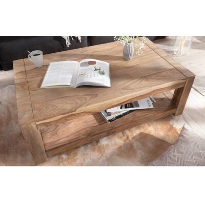 Wooden Center Coffee Table in Teak Finish