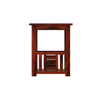 Solid Sheesham Wood Bedside Table in Mahogany Finish