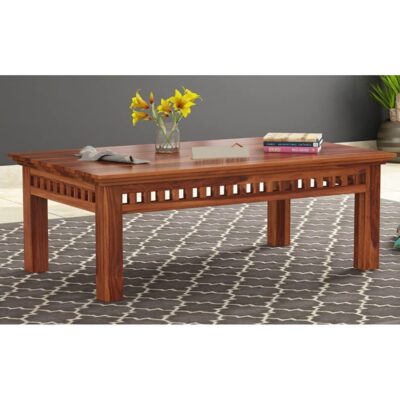 Solid Sheesham Wood Center Coffee/Tea Table for Living Room (Honey Finish)