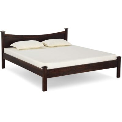 Solid Sheesham Wood Queen Size Bed Ruby Walnut Finish