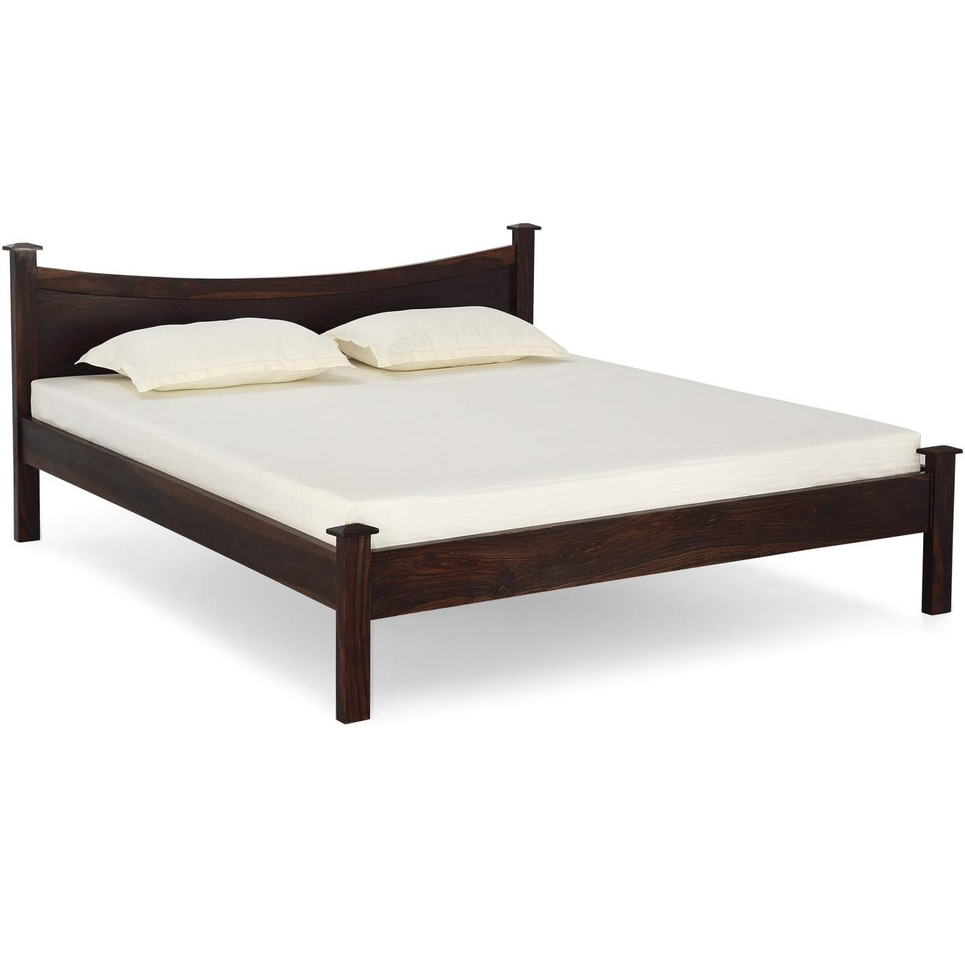 Solid Sheesham Wood Queen Size Bed Ruby Walnut Finish – Furniture ...