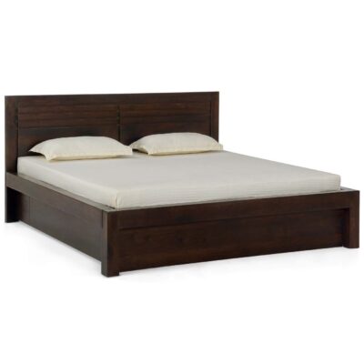 Solid Wood Queen Size Bed with Drawer Storage in Mahogany Finish