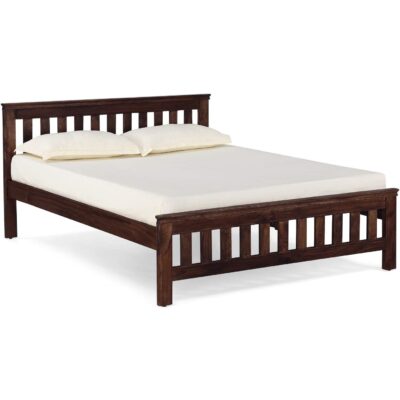 Solid Wood Queen Size Bed in Walnut Finish