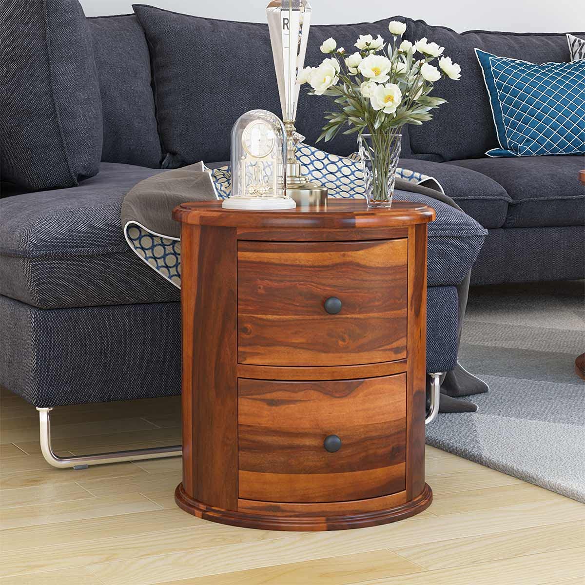 Solid Sheesham Wood Bedside Table (Rustic Finish)