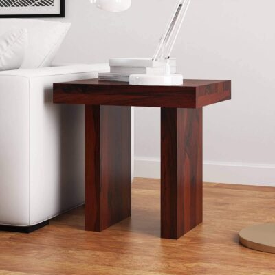 Solid Wood Bedside End Table in Mahogany Finish