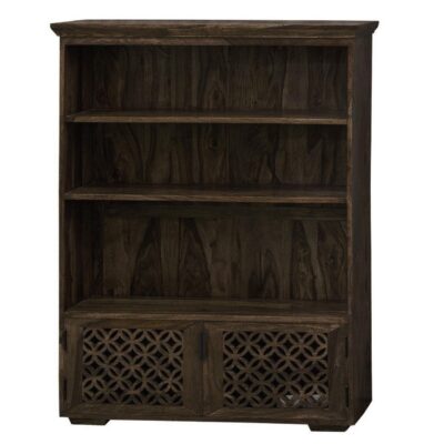 Wooden Bookshelf for Open Book Storage in Walnut Finish