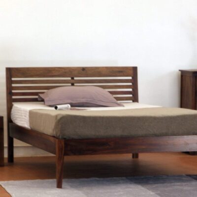 Solid Sheesham Wood Queen Size Bed for Home Living Room Bedroom (Walnut Finish)