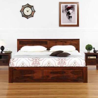 Sheesham Wood King Size Bed in Drak Honey Finish