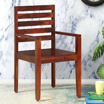 Solid Sheesham Wood Sitting Chair for Living Room in Honey Oak Finish