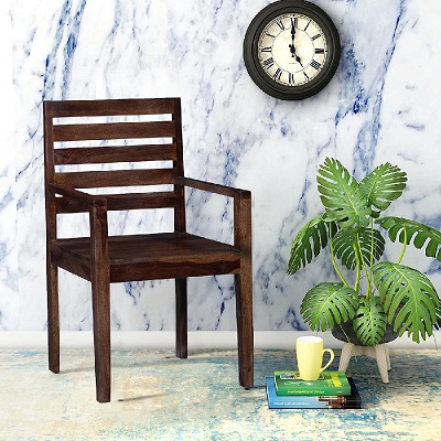 Solid Sheesham Wood Chair for Living Room in Provincial Teak Finish
