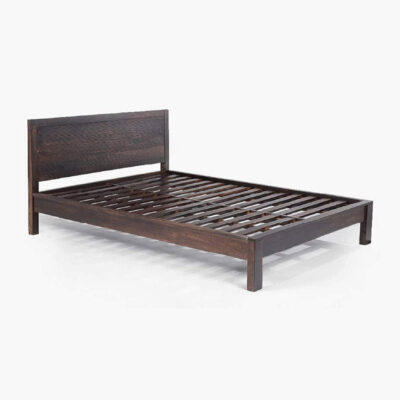Solid Sheesham Wood Queen Size Bed Without Storage for Bed Room  in Walnut Finish