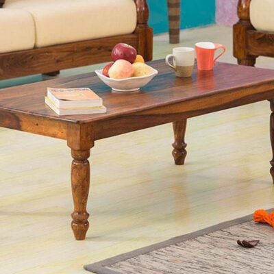 Solid Sheesham Wood Center Coffee Table for Living Room in Honey Finish