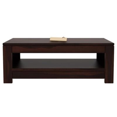 Solid Sheesham Wood Center Coffee Table for Living Room in Walnut Finish