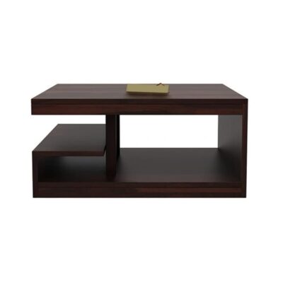 Solid Sheesham Wood Center Coffee Table for Living Room in Walnut Finish