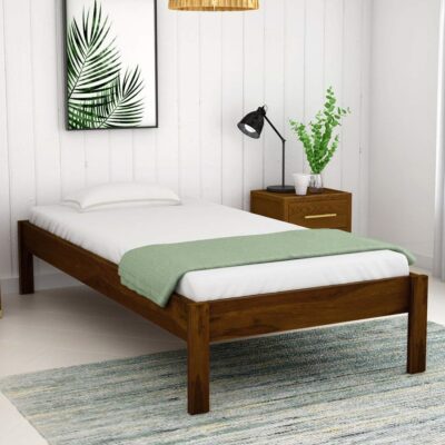 Solid Sheesham Wood Single Size Bed For Living Room (Provincial Teak Finish)