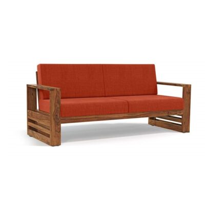 Solid Sheesham Wood 3 Seater Sofa for Office Bedroom Hall Living Room Home (Teak Finish)