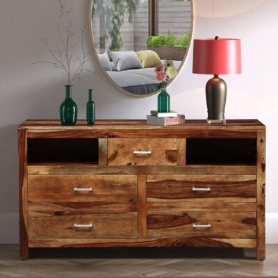 Sheesham Solid Wood Chest of Drawers in Rustic Teak Finish